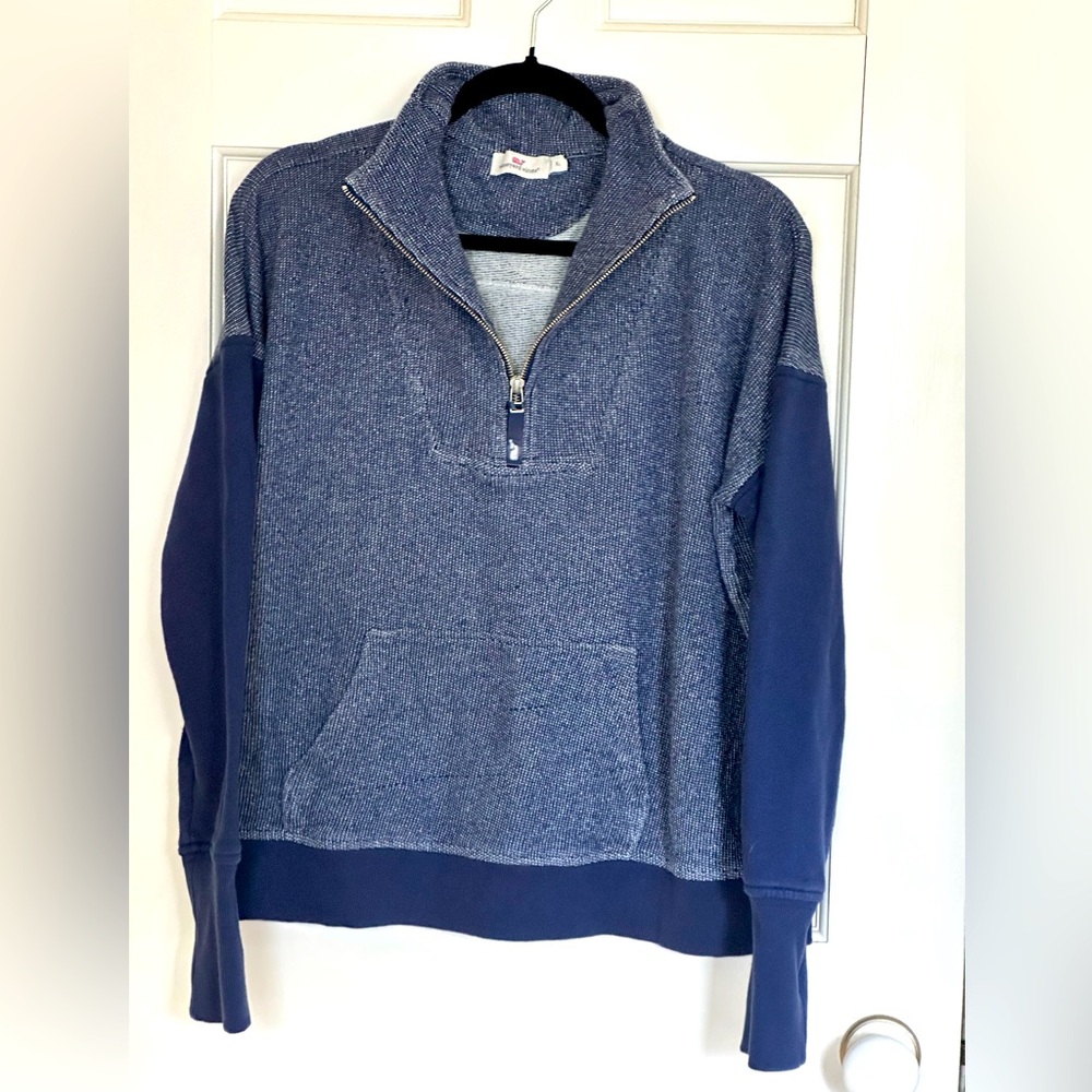 Vineyard Vines Men's Blue Half-Zip Sweater with Kangaroo Pocket size XL